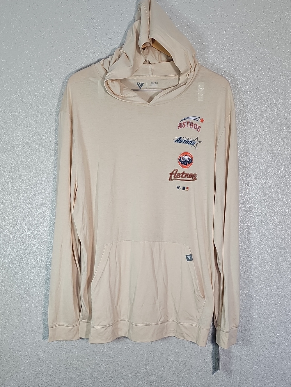 Levelwear Houston Astros Lightweight Cream Hoodie Sweatshirt.